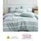 Luna Home Single Size 4 Pieces Green Stripe Design Duvet Cover Set