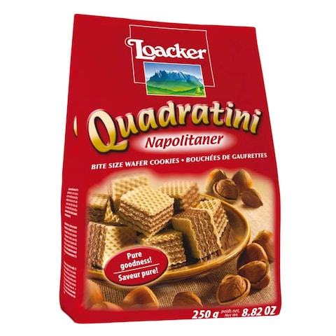 Loacker Quadratini Napolitaner Mini Wafer With Hazelnut Cream - 250 gm
