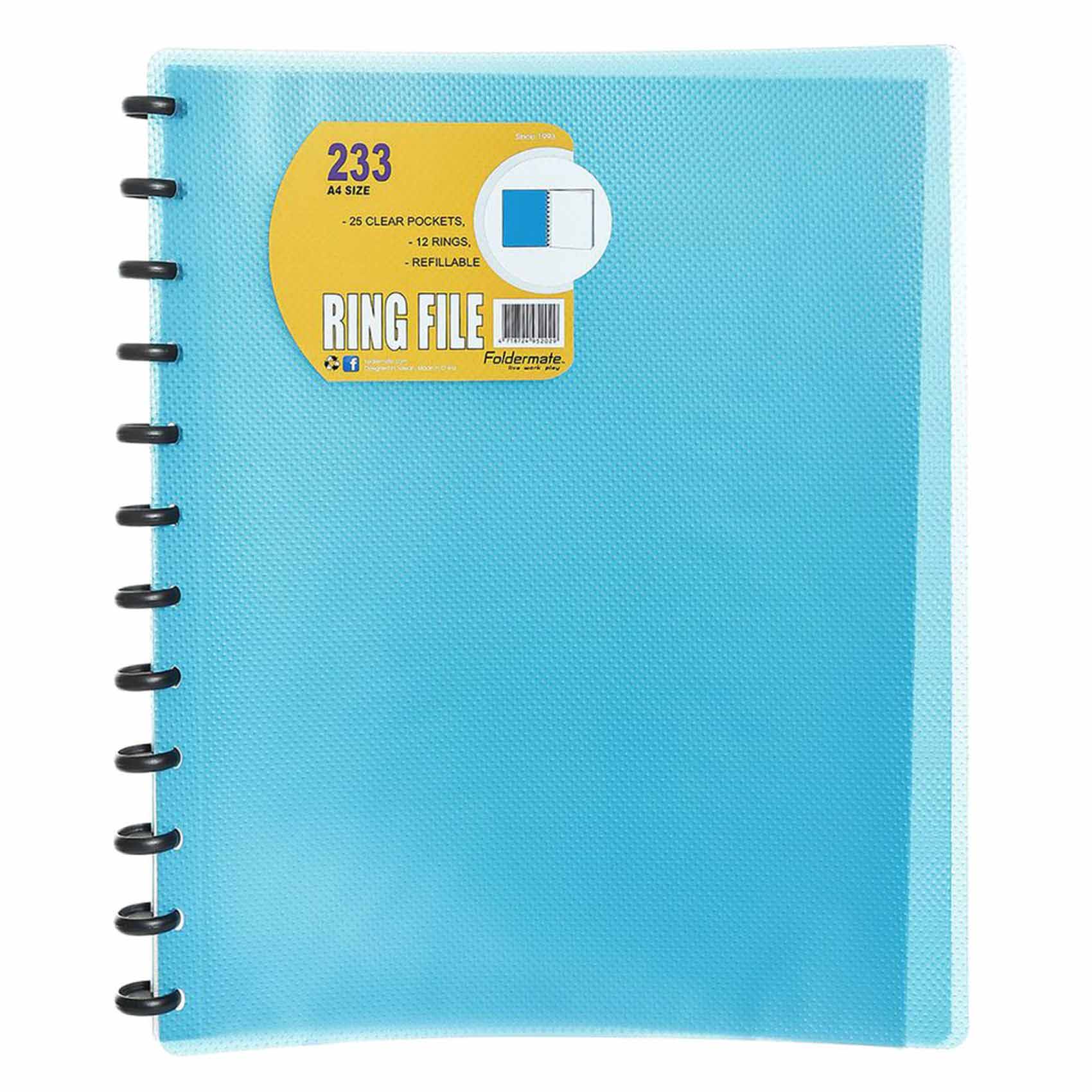 Foldermate A4 Ring File with 25 Pockets Blue