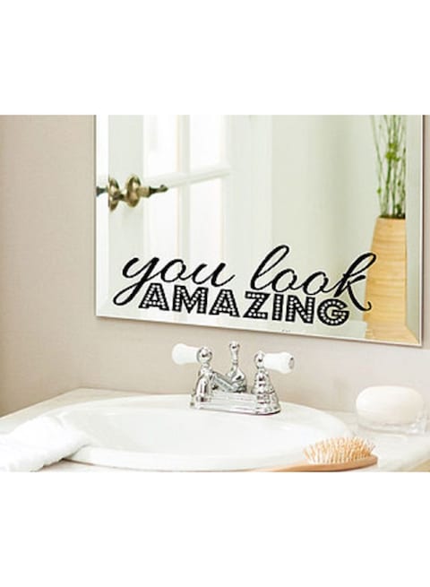 Spoil Your Wall You Look Amazing Bathroom Mirror And Wall Sticker Black 40x10cm