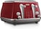 De&#39;Longhi Icona Capitals Red Vintage Style 4 Slice Toaster, 6 Browning Levels, 4 Extra Wide Bread Slots, Defrost and Reheat Functions, Removable Crumb Tray, CTOC4003.R.