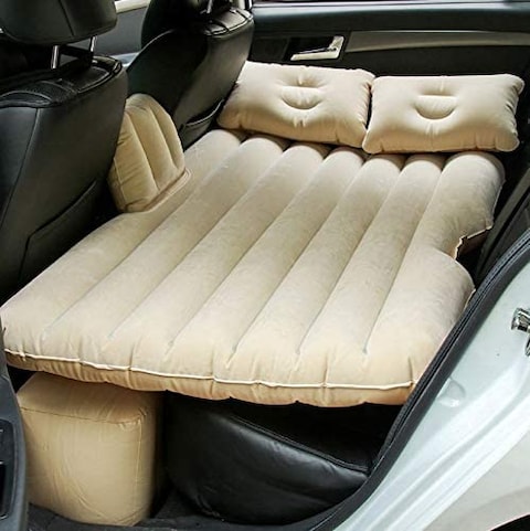 Generic Rubik In-Car Inflatable Mattress Bed With Pillow Leather Feel Texture For Car SUV Back Seat Universal Fit Inflatable Air Mattress For Travel Camping