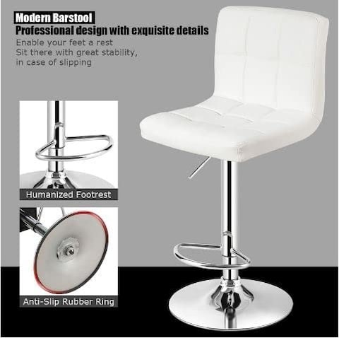 Galaxy Design Adjustable Bar Stools PU Leather Swivel Lift Kitchen Counter Pub Chair White Color - Size ( D x W x H ) 40 x 40 x 110 cm Model - GDF-J201.