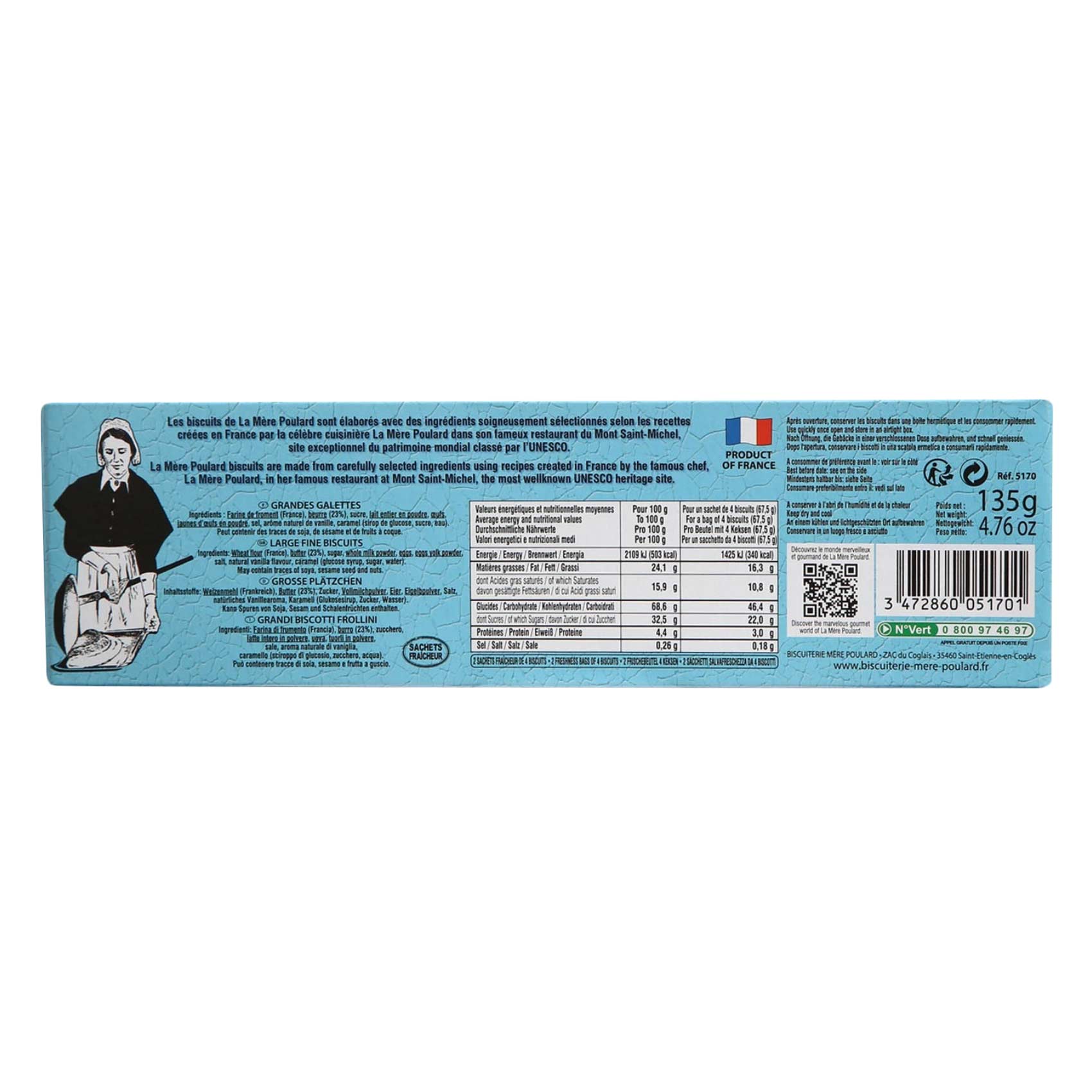 La Mere Poulard French Large Galettes Cookies 135g