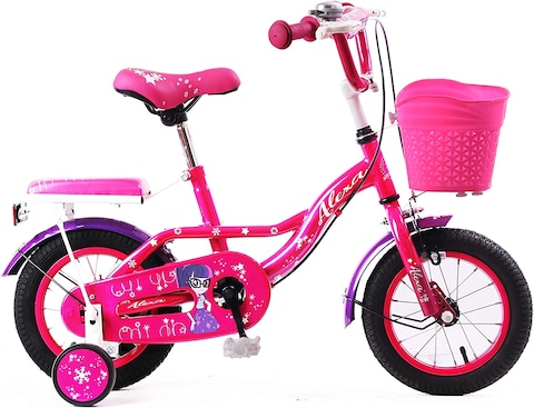 Vego Alexa Kids Bike 12 Inch With Rear Sidewheels, Dark Pink