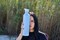 Moya &quot;Coral Reef&quot; 1L Insulated Sustainable Water Bottle Powder Blue Spout Lid