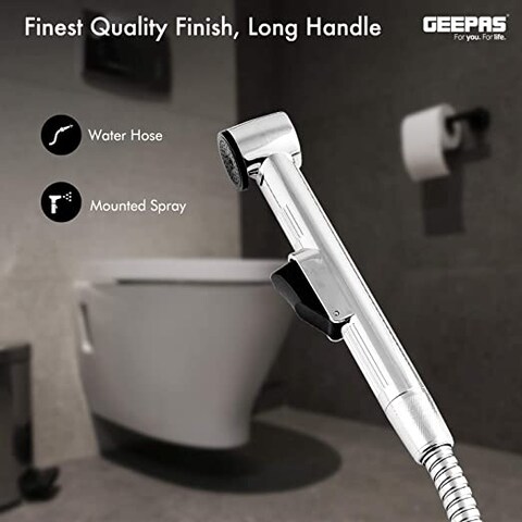 Geepas Gsw61069 Hand Held Toilet Bidet Sprayer, Silver