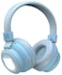 Porodo Kids Wireless Headphone Comfortable &amp; Safe Headphone For Kids Compatible With Bluetooth Enabled Device, Fun Led Lights, Safe Sound, 30 Hours Playtime, Superior Mic, Noise Cancelling (Blue)