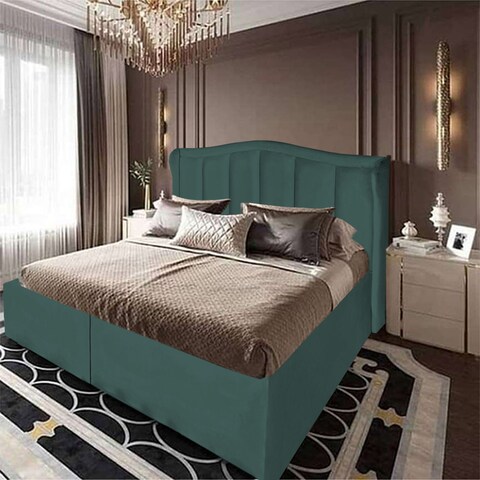 إن هاوس شومت هيكل سرير منجد بالمخمل - نفر ونص - 200×150 سم - تركواز