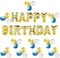 Buena Ventura&#39;s Themez Only &quot;Happy Birthday&quot; Letter Foil Balloon Set (Gold) for Birthday Party Decoration with Metallic Gold , Blue &amp; White Balloons - Pack of 43 pcs