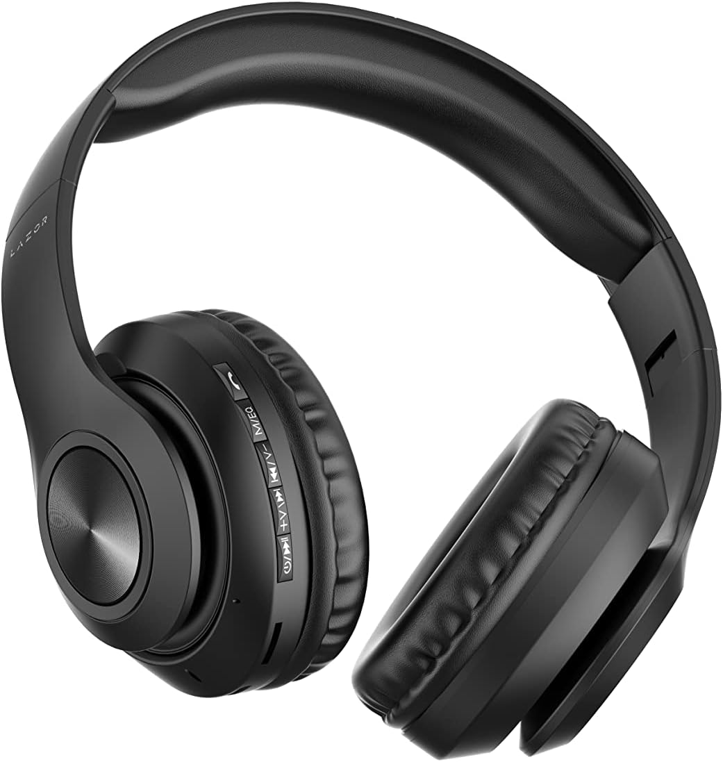 Lazor Jazz+ EA205 Wireless Foldable Headphones With 6 Types Of EQ sound Effects, Build In TF Card Reader, FM Radio, AUX, BT v5.0, Up To 6hrs, Black