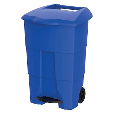 Cosmoplast Step-On Waste Bin With Pedals And Wheels IFHHXX306BL Blue 100L