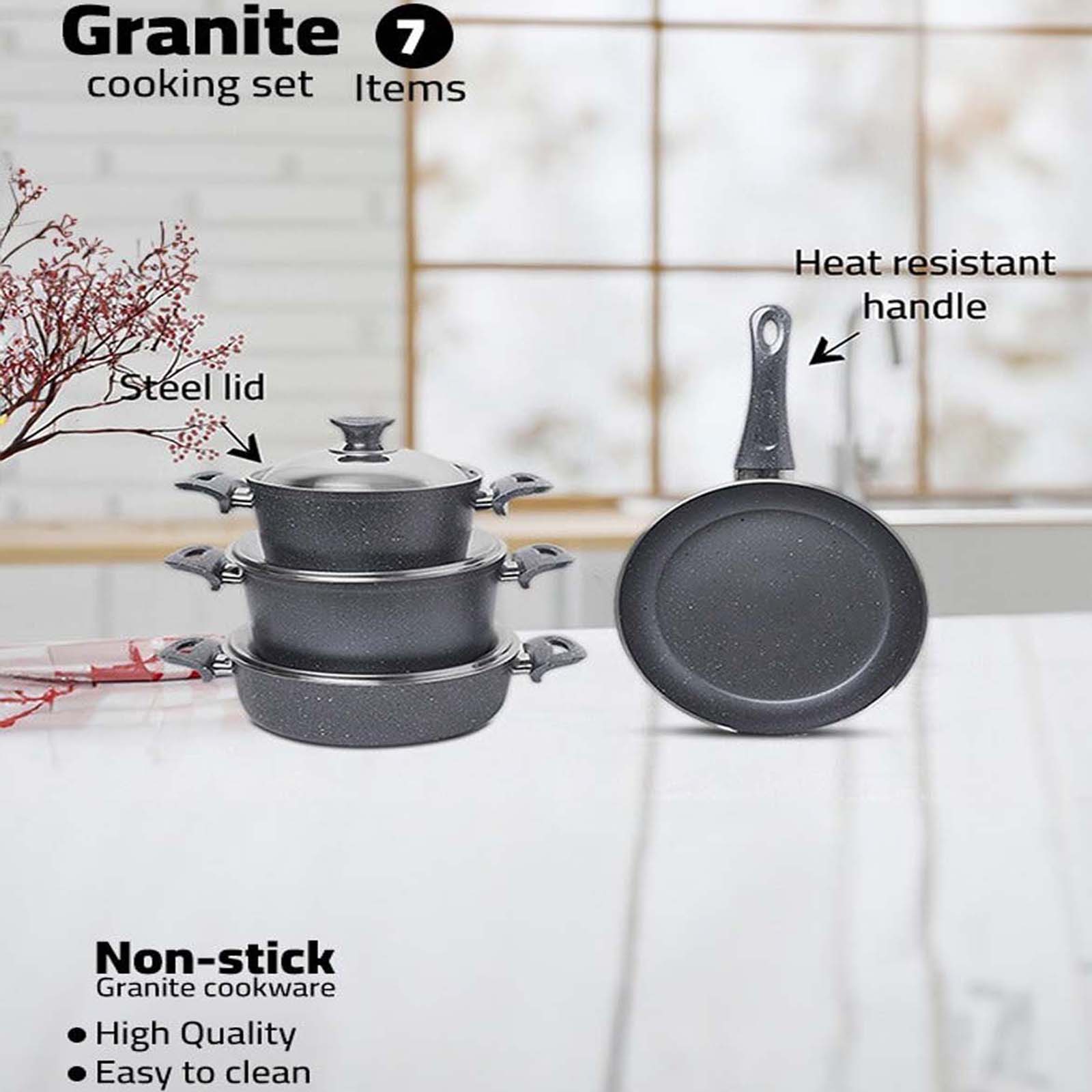Buy In House 7 Pieces Turkish Granite Cookware Set With Steel Lid ...