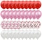 Party Time 80 Pieces 12inch Pink, White &amp; Red Latex Balloons with Confetti Balloon Sets Valentines Day Balloons Love Heart Balloons Romantic Latex Balloons Photo Props for Wedding Anniversary Proposal