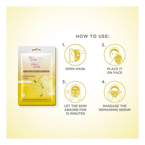 Glow And Lovely Vitamim C Energizing Glow Sheet Mask White 20g