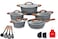 Dessini 17-Piece Non Stick Granite Cookware Set 20/24/28/32cm Casserole, 28cm Shallow Casserole - PFOA Free