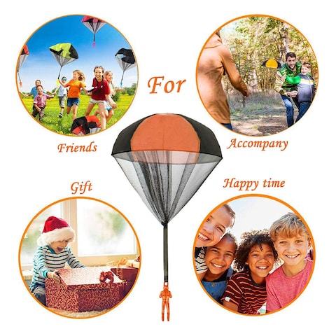 Parachute Toys, 4 Pcs Tangle Free Throwing Hand Throw Soldiers Toy Parachute For Kids, Outdoor Children&#39;s Flying Toys Paratroopers Party Favors, No Strings No Batteries Toss It Up (Pack Of 4)