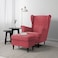 In House 2 Pieces Chair King Velvet With Two Wings And FootStool - Dark Pink - E3