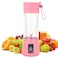 Generic-Pink Plastic 2 Blades Portable Electric Juicer Cup USB Charging Fruit Vegetable Blender Smoothie Mixer Squeezer Kitchen Tool
