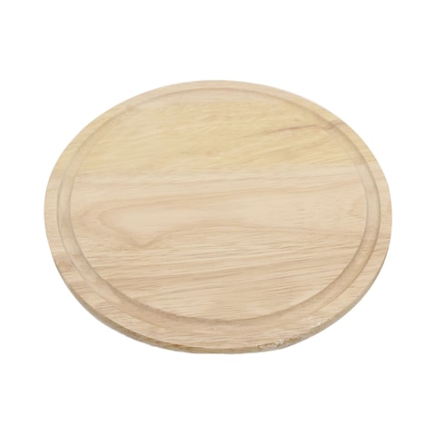 Round Serving Board With Groove Beige