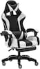 Gaming Chair, Video Gaming Chair, PU Leather High Back Ergonomic Swivel Racing Computer Chair Task Chair, Rolling Office Chair with Lumbar Support and Retractible Footrest for Gaming and Relax (White)
