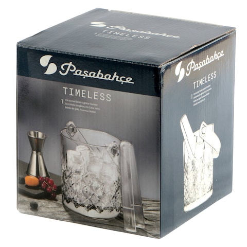 Pasabahce Timeless Ice Bucket With Tongs 1000ml Clear