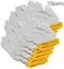 Abbasali White Gloves With Yellow Edge Washable Glove Cotton Gloves Plain Seamless Workwear Gloves Protective Industrial Work Gloves 10 Pairs Good For Wood Worker Factory Working