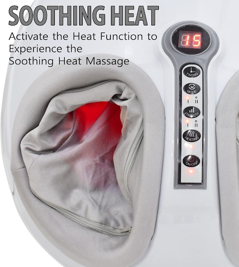Sky Land Foot Massager With Heating-Function, Air Compression, Pressing, Kneading, Scrapping, Rolling And Shiatsu-Em-2194, Whitegray