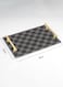 Lowha Decorative Acrylic Serving Tray With Gold Metal Handles And Square Seamless Design 20x30 cm