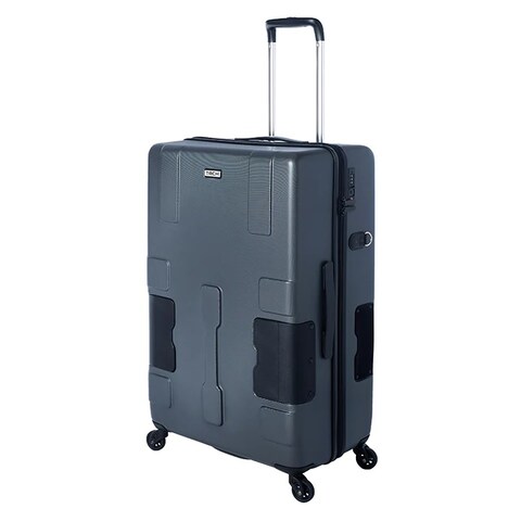 Tach V3 Hardcase Carry-on Luggage - 20 inch Spinner Suitcase With TSA Lock - 2 USB Charging Ports - Water Bottle Holder - Patented Built-In Connecting System - Easily Links 6 Bags - Dark Grey