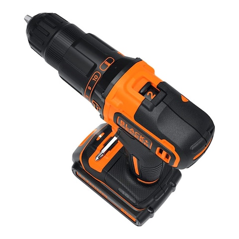 Black+Decker 2 Speed Hammer Drill 18V With 2 Batteries And Kit Box Black