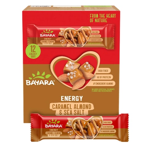 Bayara Caramel Almond And Sea Salt Energy Bar 40g x Pack of 12