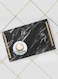 Lowha Decorative Acrylic Serving Tray With Gold Metal Handles And Wave Marble Design 20x30 cm