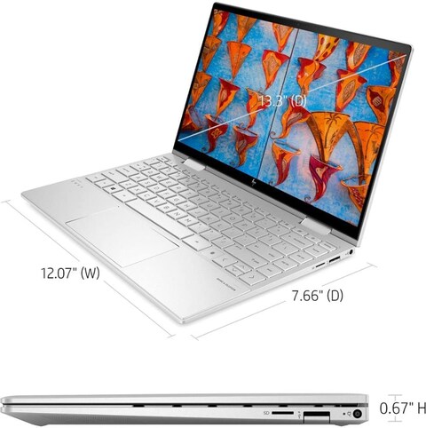 HP Envy X360 Convert 13M-BD1033DX, Intel Core i7-1195G7, 8GB RAM, 512GB SSD, 13.3&quot; FHD Display Touch Screen, Windows 11 Home, Backlit Keyboard, Silver