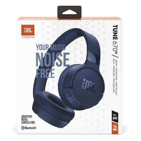 JBL Tune 670NC Headphones With Mic Wireless Noise Cancellation Blue