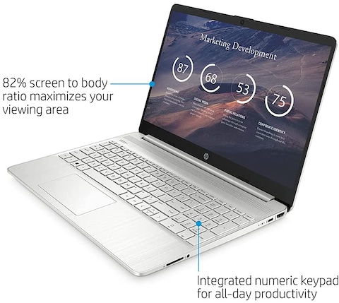HP 2021 15.6&quot; FHD Laptop, AMD Ryzen 5-5500U Processor (Beats Intel i7-1065G7), 8GB RAM, 256GB PCIe SSD, AMD Radeon Graphics, HD Webcam, HDMI, Bluetooth, Wi-Fi, Windows 10, Silver, 32GB USB Card