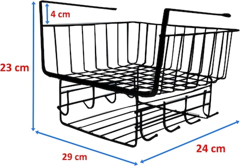 COZY NEST Hanging Shelf Storage Kitchen Organizer Basket,Under Cabinet Slide-in Wire Rack With 8-Hooks For Towels/Knives/Key/Cups/Tissue for Laundry,Room