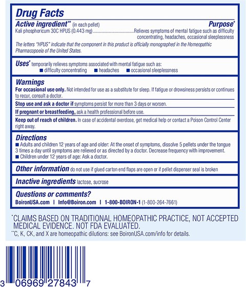 Boiron Kali Phosphoricum, Homeopathic Medicine For Headache (Packaging May Vary), 30C, White, 80 Count (Pack Of 3)