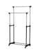 Double Pole Portable Clothes Rack Hanger With Wheels Black/Silver