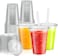 50 - SET - Plastic Clear  Cup With Flat Lid - 10oz (300ml) Take a way - Disposable - Party Cups