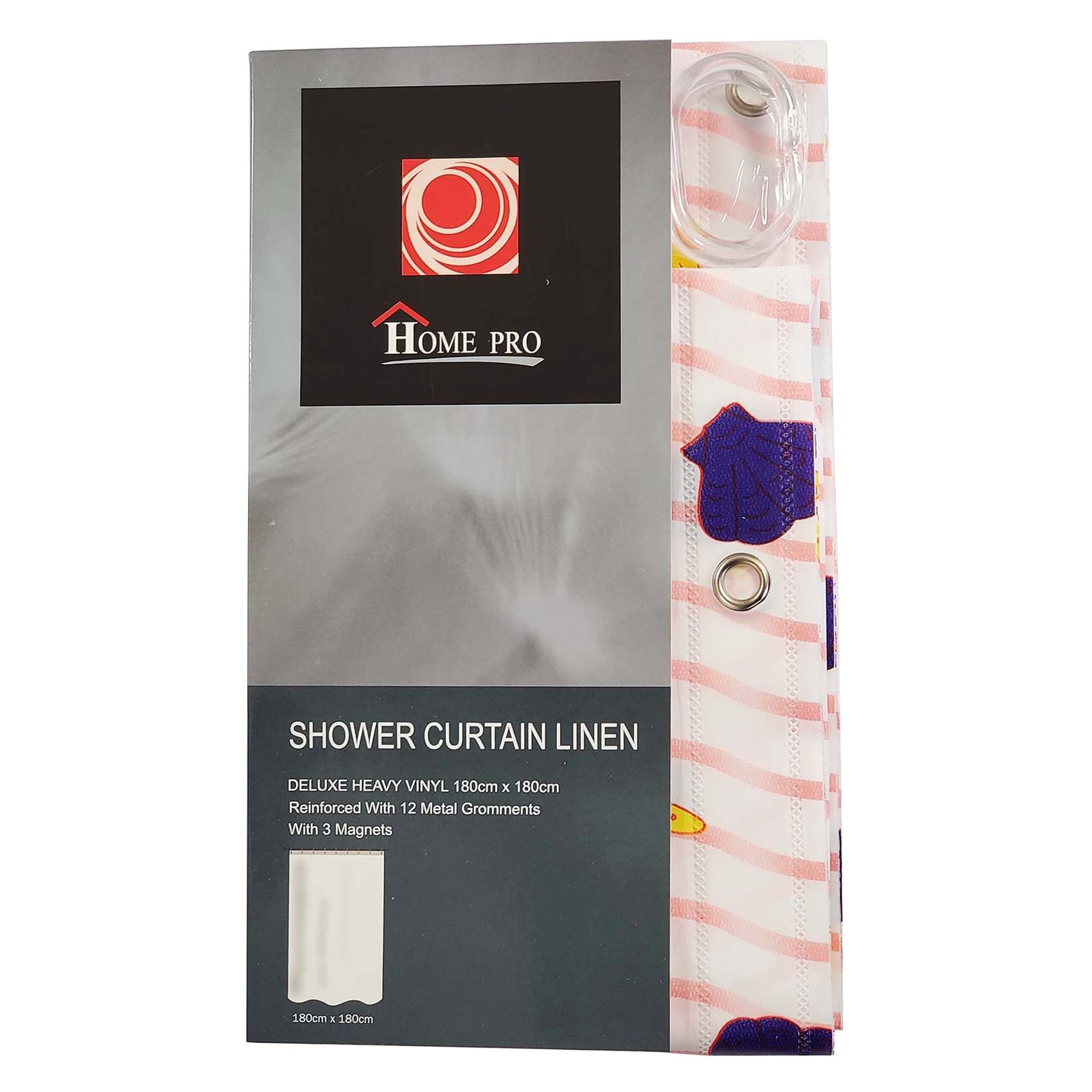 Home Pro Printed Shower Curtain Multicolour 180x180cm