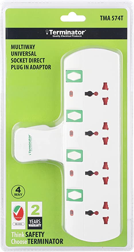 Buy 4 Way Universal T-Socket Multi Adaptor Online | Carrefour UAE