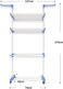 Folding 3 Tier Clothes Drying Rack Rolling Collapsible Garment Laundry Dryer Hanger Stand Rail With Two Side Wings Indoor Blue