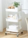 Almufarrej 3-Tier Multipurpose Rolling Shelves Metal Cart Organizer, White, 85X45X35cm