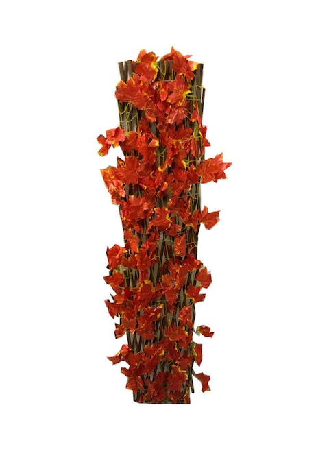 2-Piece Wooden Fence with Artificial Plant Maple Leaves Orange/Brown