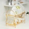 Royalford 2-Layer Goldy Dish Rack, Attached Pp Drain Board, Rf10150 - Strong, Gold Finish, Iron Construction, Holds 17 Plates, Cutlery Holder, Glass/Cup Holder, Compact Design, Convenient Moving