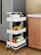 3 Tier Rolling Utility Organizer Rack Craft Art Cart Multi-Purpose Organizer Shelf for Office Bathroom Kitchen Laundry Room White