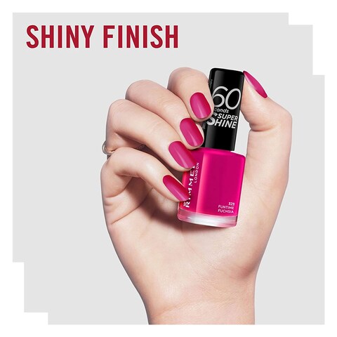 Rimmel London Nail Polish 60 Seconds Super Shine 8ml  323 Funtime Fushia