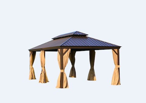 365*600CM ALUMINIUM DOUBLE TOP GAZEBO WITH 5 YEAR WARRANTY FOR FRAME