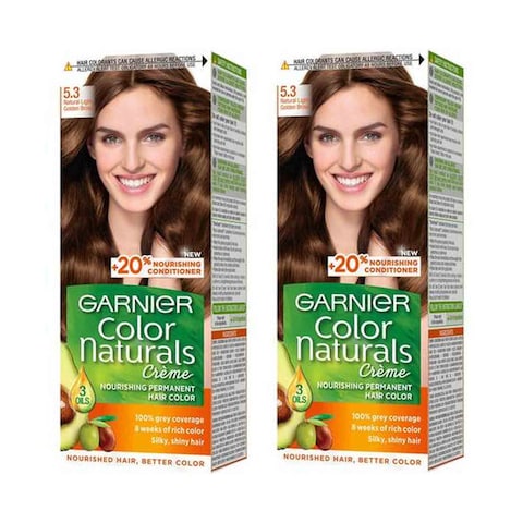 Buy Garnier Color Naturals Creme Nourishing Permanent Hair Colour 5.3 Natural Light Golden Brown Pack of 2 in UAE